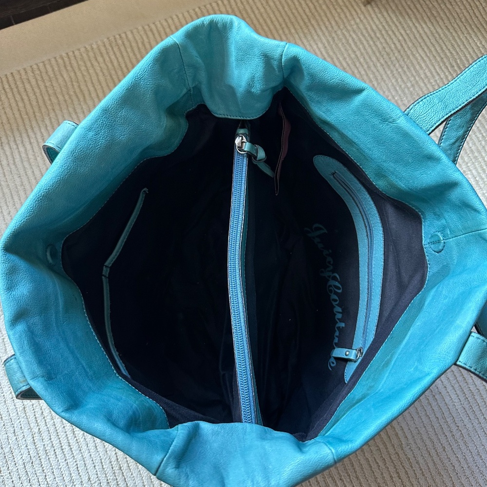 Juicy Couture Teal Leather Tote Bag - Picture 3 of 4